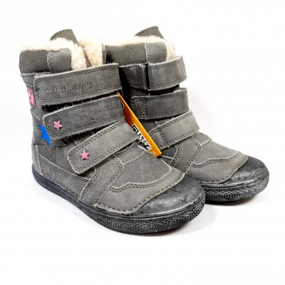 D.D. step dievčenská detská celokožená zimná obuv dark grey 913